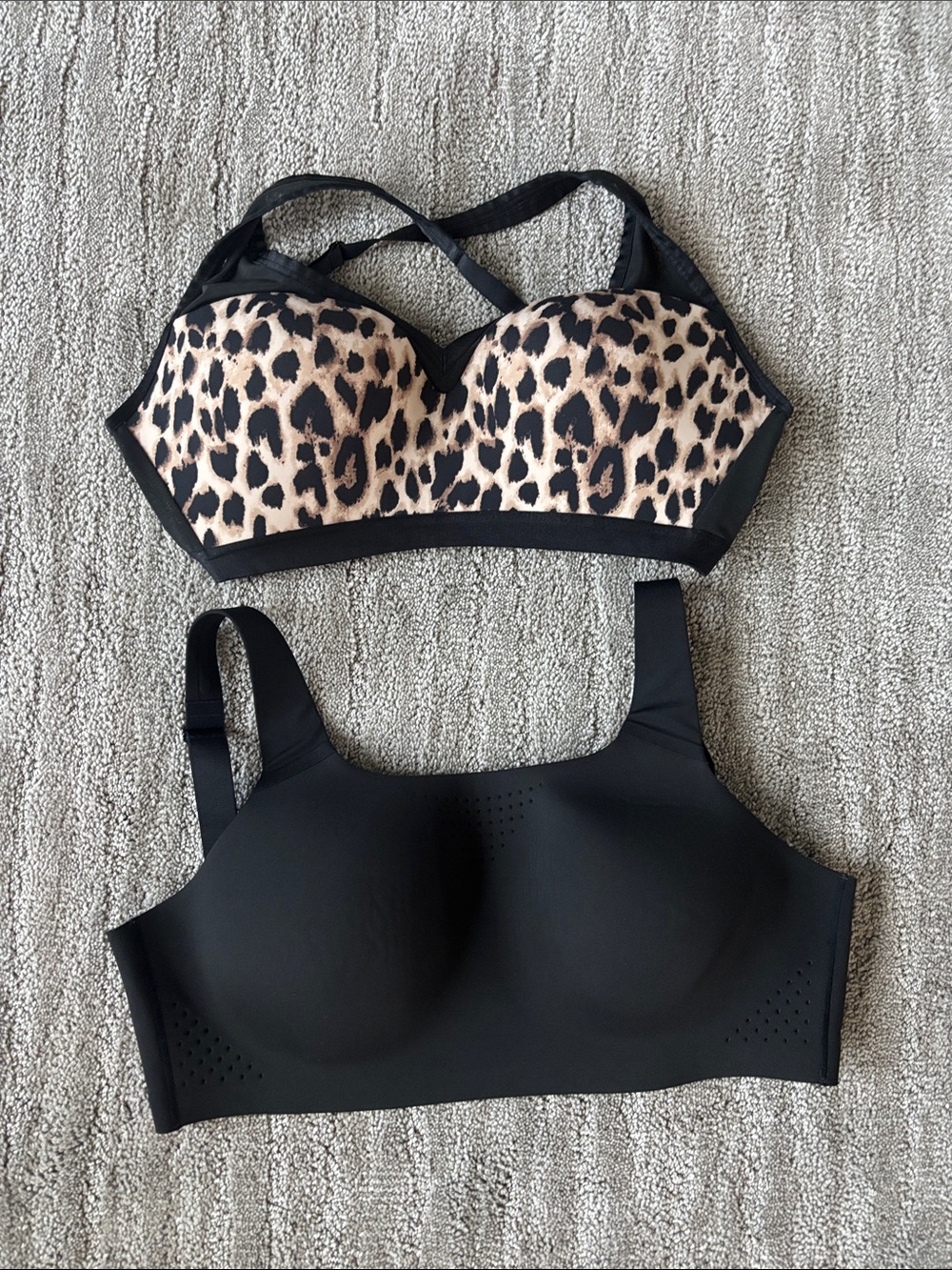 Victoria Secret Leopard Print and Black Wireless Sports Bras